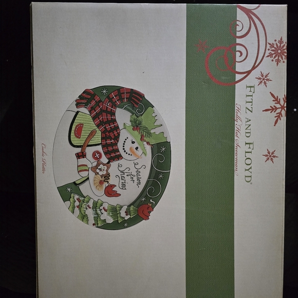 Fitz and Floyd Other - Fitz and Floyd Festive Snowman Plate with Green and Red Accents